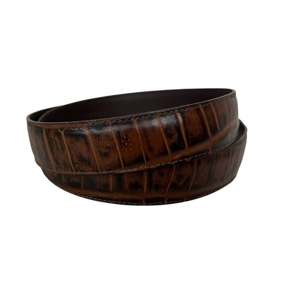 Footjoy Men's 69645 Contoured Brown Embossed Leather Belt Size 38 Golf Casual - Picture 3 of 13